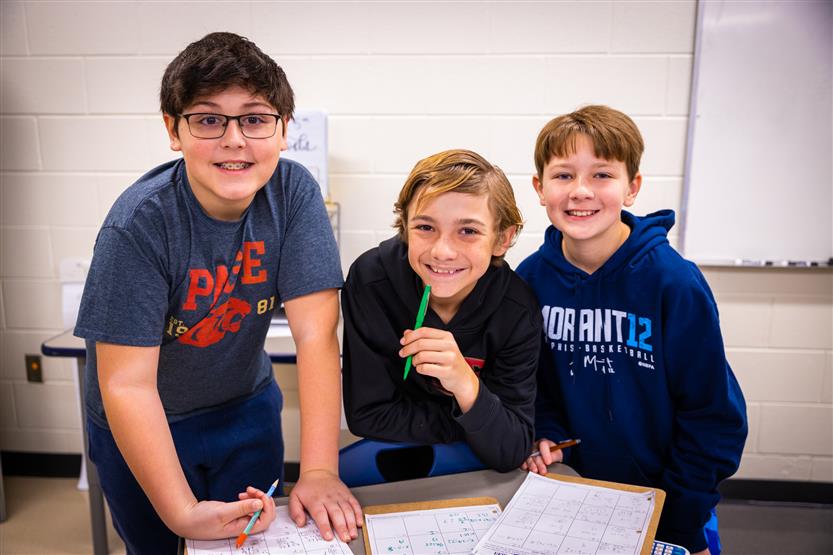 Page Middle students in math class